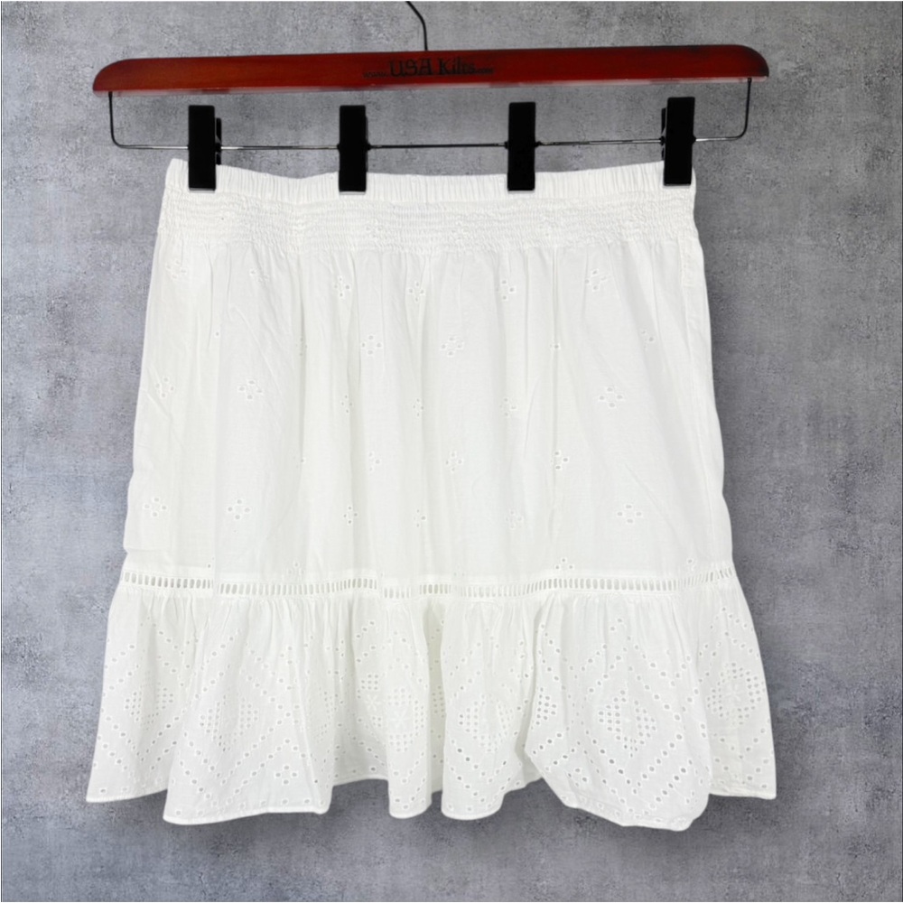 Madewell Embroidered Smock-Waist Ruffle Mini Skirt Large NWT - Picture 6 of 11